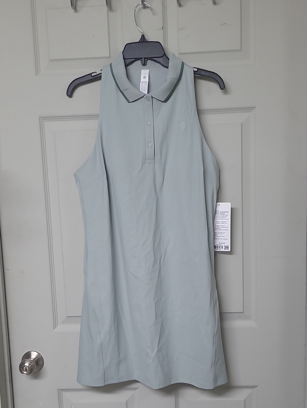 Lululemon Sleeveless Polo Tennis Dress 14 Jade Gray/Eucalyptus Gray S/N LW1EYFS